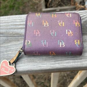 Dooney & Bourke vintage  Purple Multicolor DB Monogram Zip Wallet